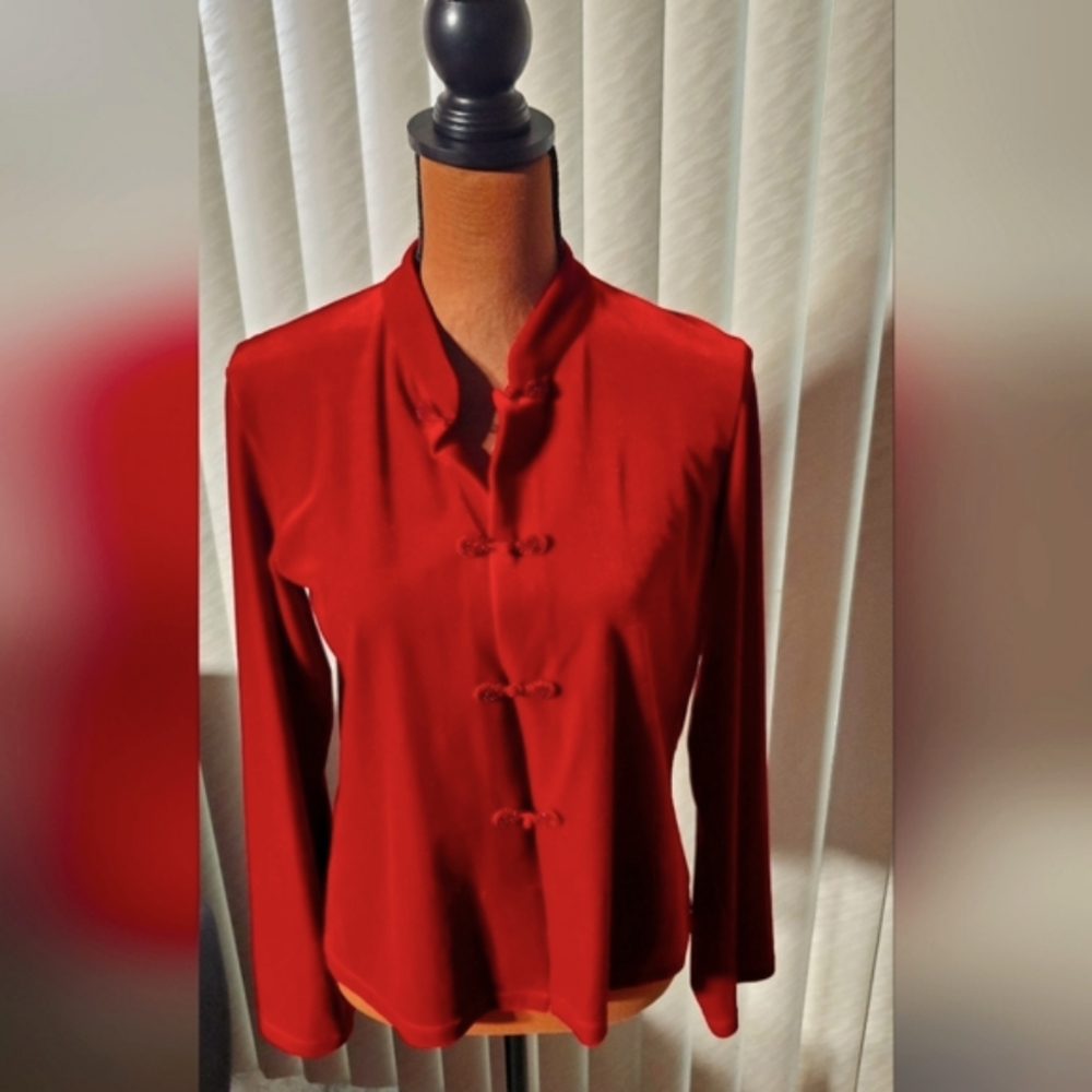 Carol Little Mandarin style Chile Red jacket/top - Picture 5 of 6